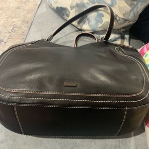 Large Black Leather Brahmin Shoulder Bag